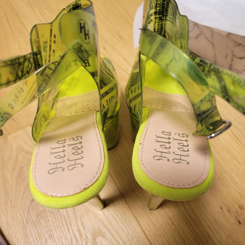 Hella Heels Dancing Dollar$ Stiletto Lime - Picture 7 of 16